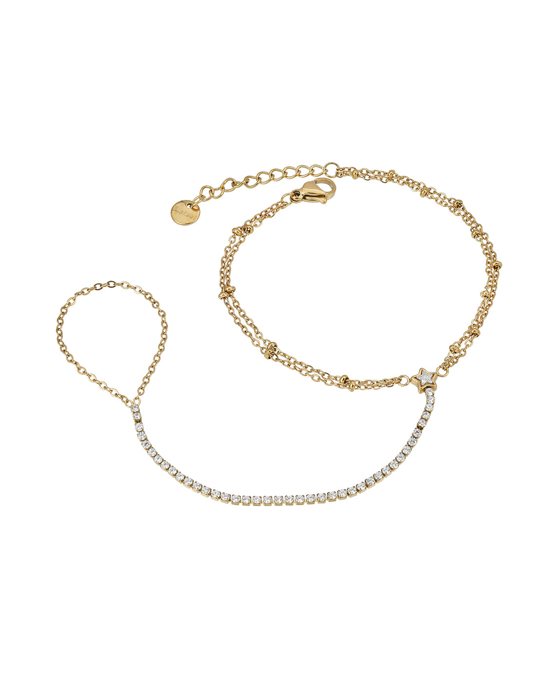 Premium Gold Plated Star CZ studded Hand Chain Bracelet