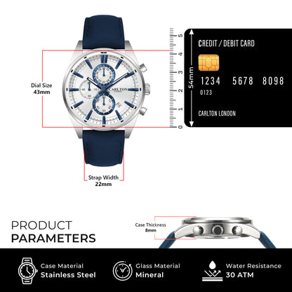 Carlton London Men Windsor Silver Analog Watch CL-WD-BLU