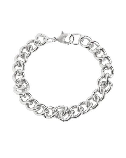 Men Silver Plated Curb Chain Bracelet