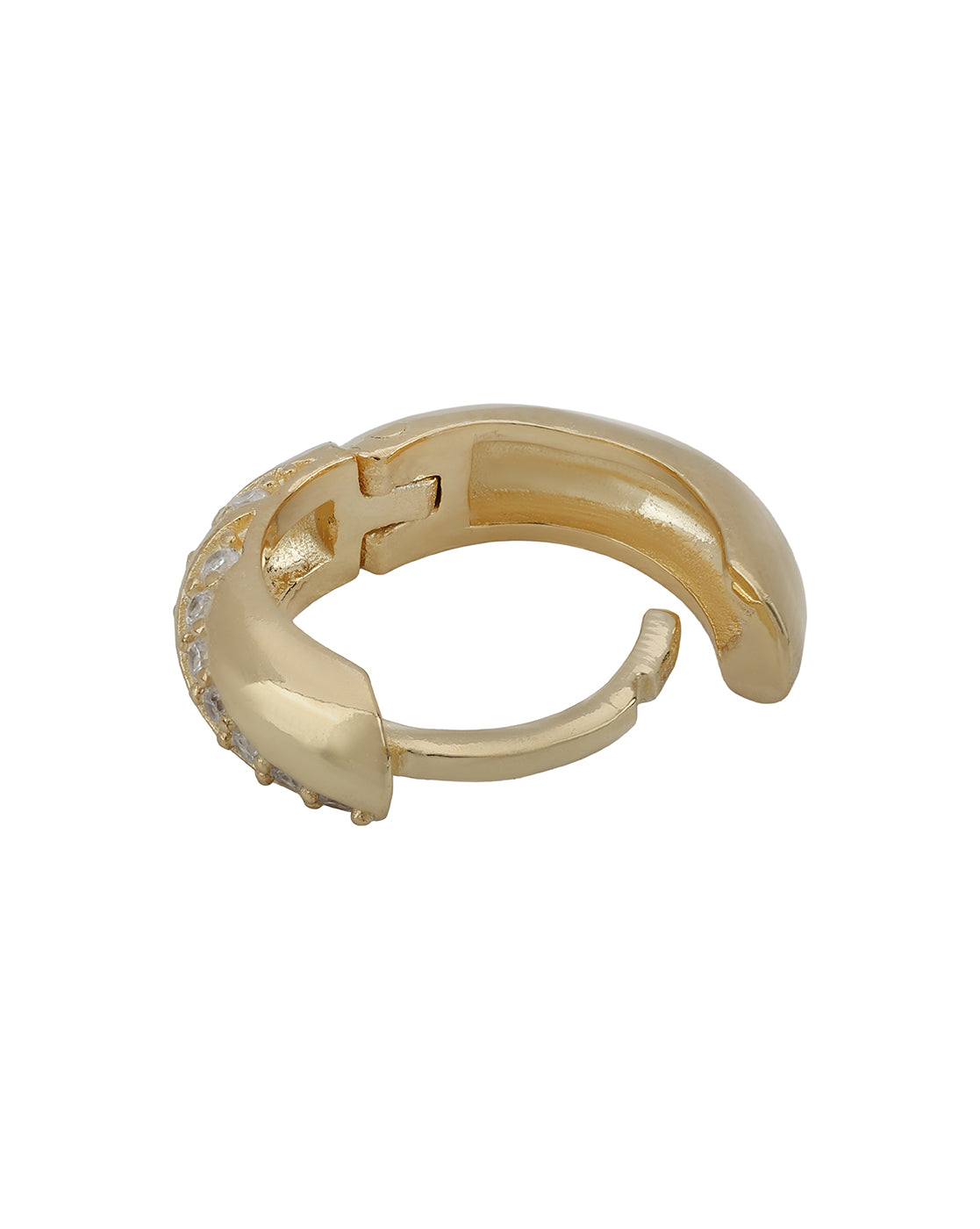 18kt Gold Plated CZ Criss Cross Mini Hoop Earrings