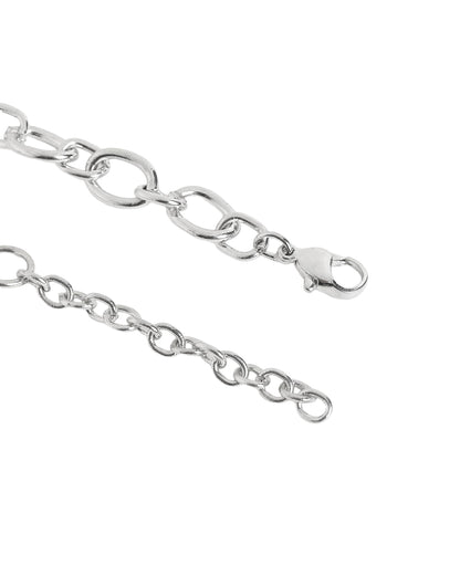 Men Silver Plated Cable Link Chain Necklace
