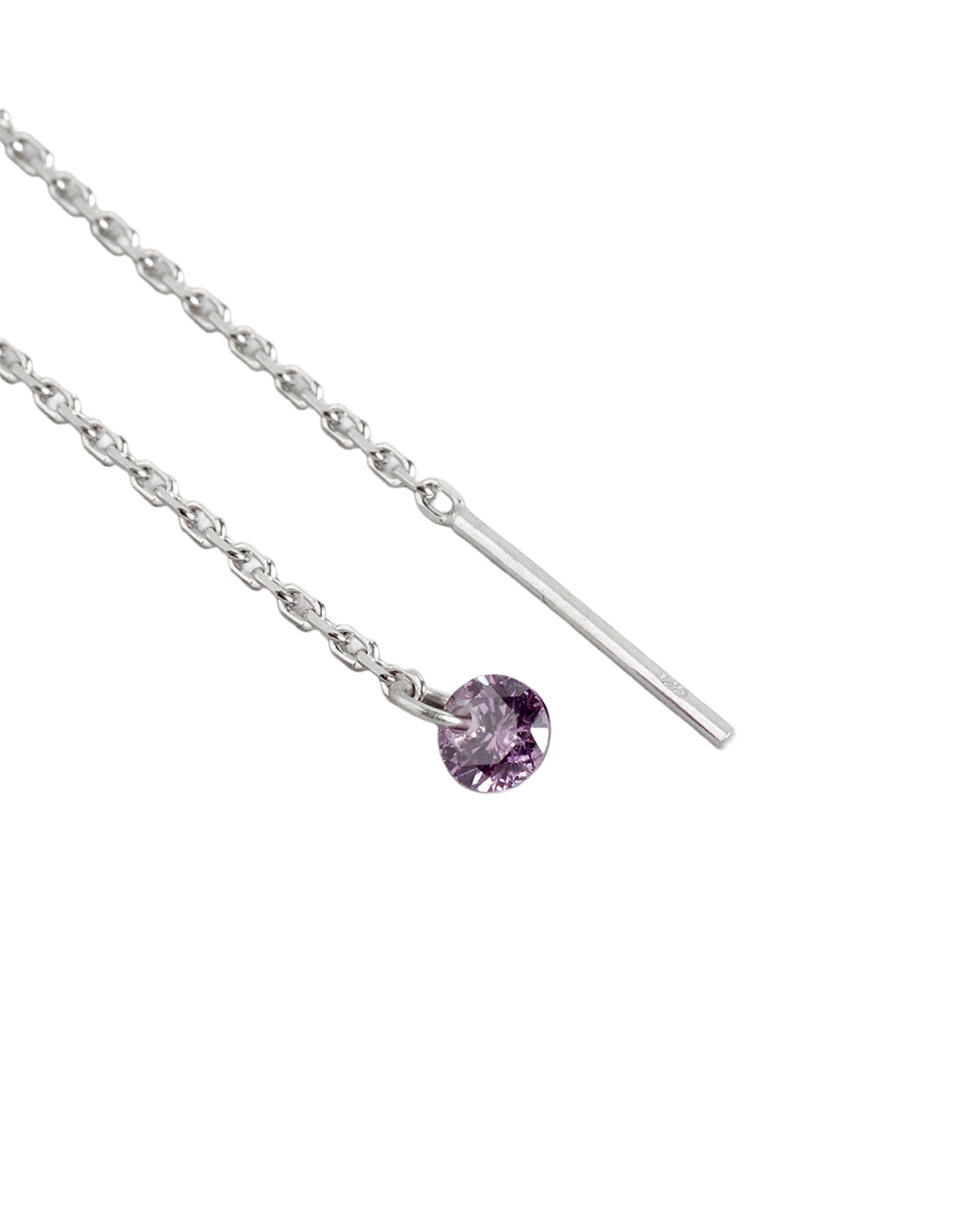 925 Sterling Silver Rhodium Plated Dangling Solitaire Threader Earring