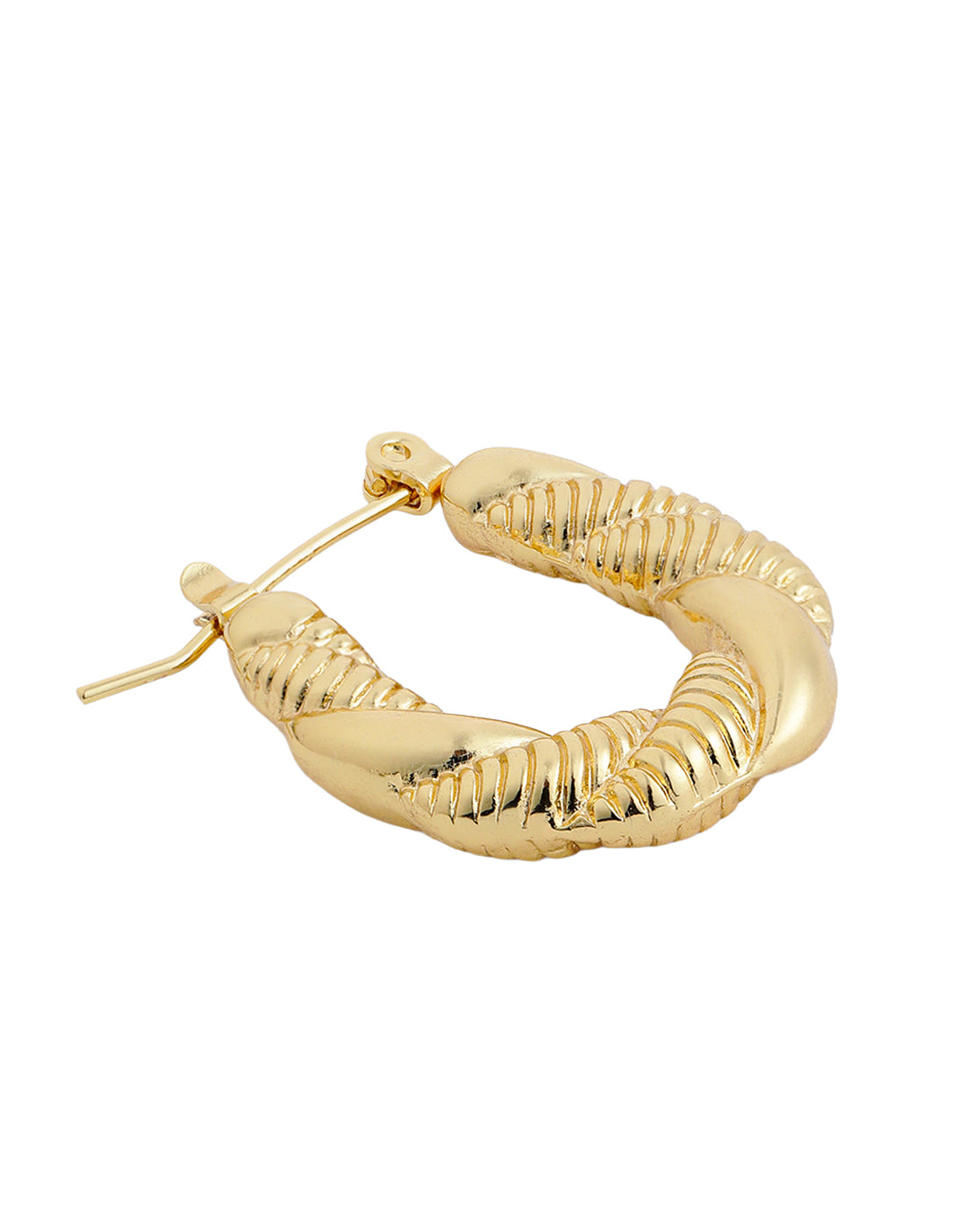 Gold Plated Stylish Twisted Textured Hoop Earring