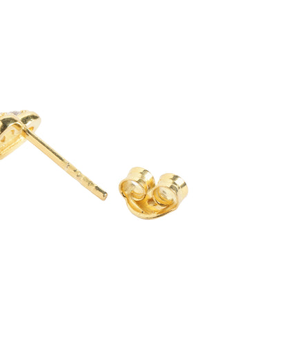18kt Gold Plated CZ Studded Puff Heart Petite Stud Earring