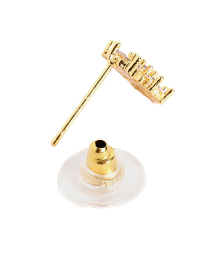 Gold Plated CZ Studded Floral Stud Earring