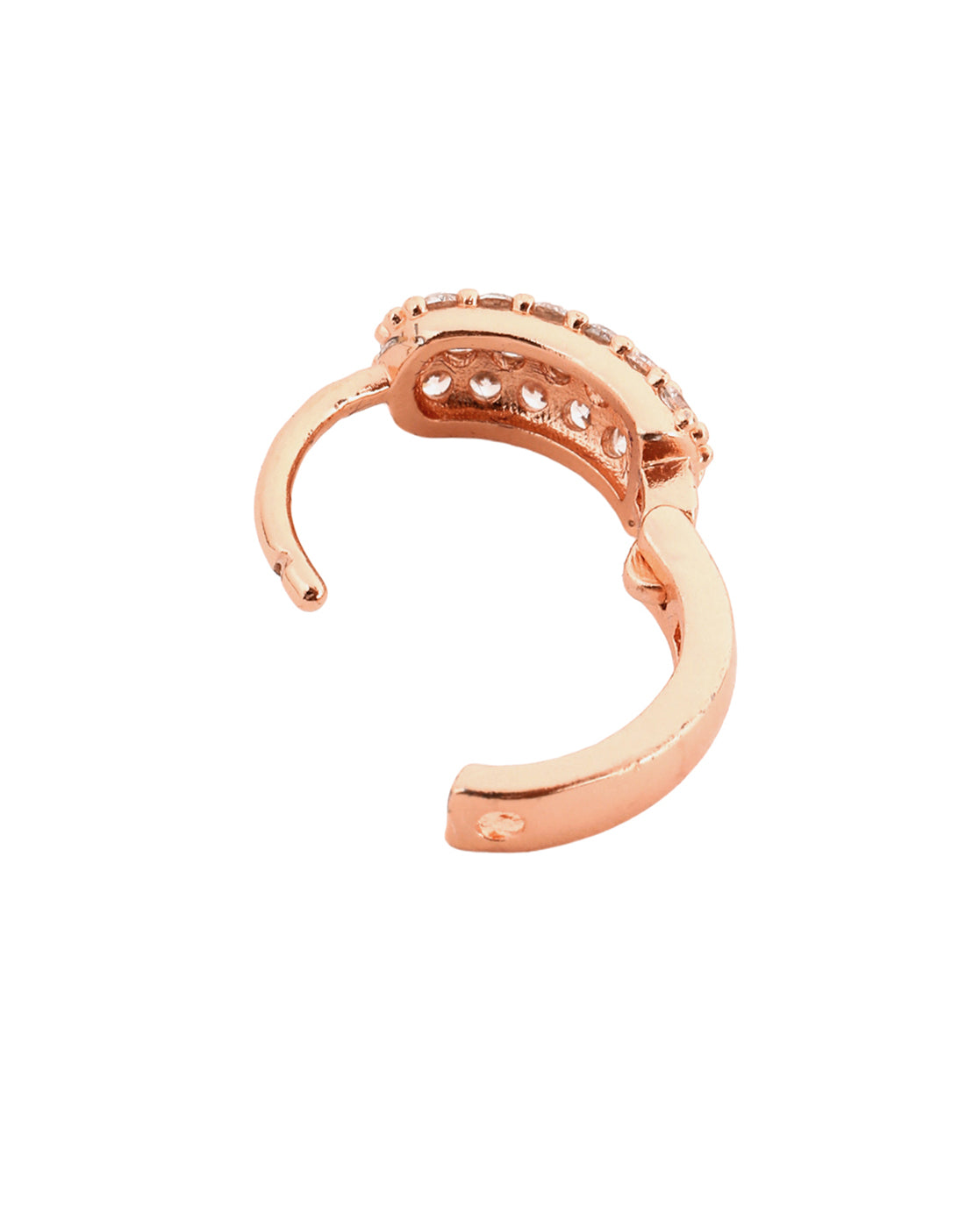Rose Gold Plated CZ Sparkle Contemporary Huggie Earring