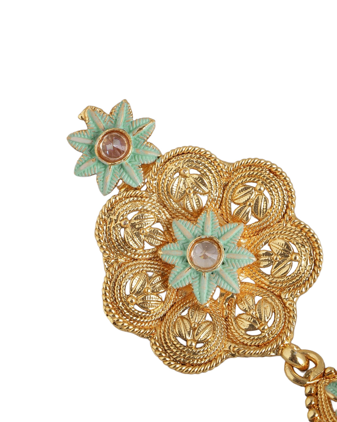 Gold Plated Traditional Enamel Floral Necklace &amp; Earrings Set