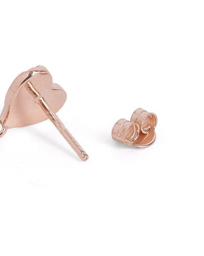 18kt Rose Gold Plated Dangling Pearl Heart Drop Earring