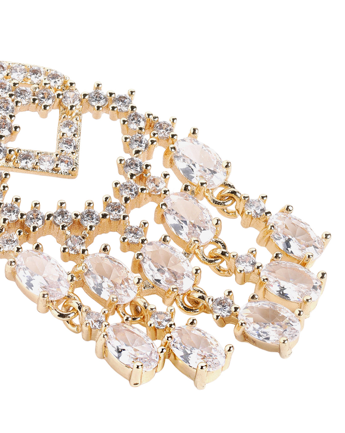 Premium Gold Plated CZ Studded Chandelier Drop Earring