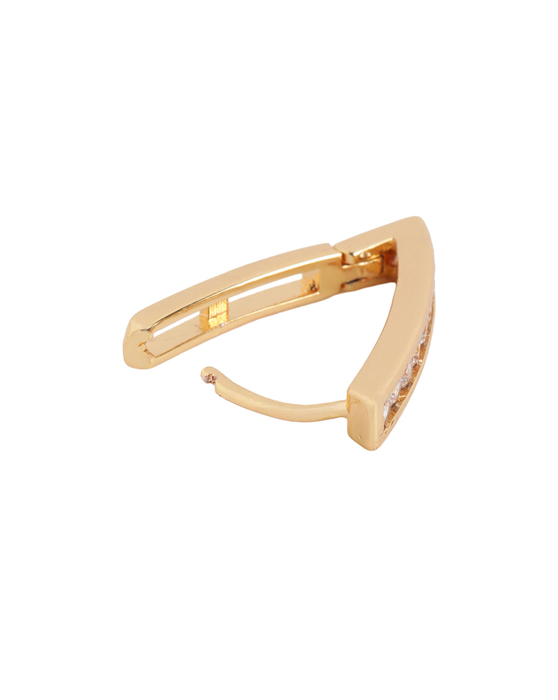 Gold Plated Sleek CZ V-Shaped Hoop Earrings