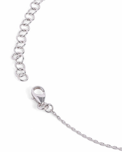 Rhodium Plated Amethyst CZ Studded Butterfly Pendant and Chain Necklace