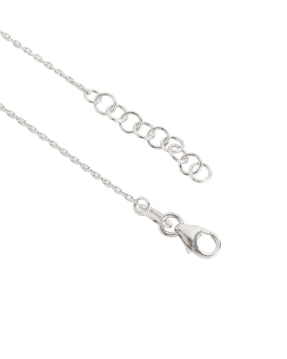Rhodium Plated Petite Pink CZ Solitaire Heart Adjustable Chain Bracelet