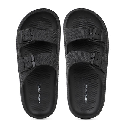 Men Textured Dual Strap Comfort Sliders