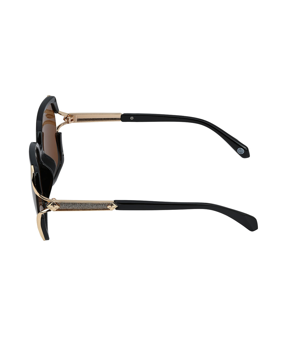Black &amp; Gold Toned UV Protected Brown Lens Oversized Sunglasses for women CLSW612
