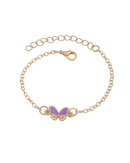Girls Gold Plated Multi-Colour Butterfly Jewellery Set
