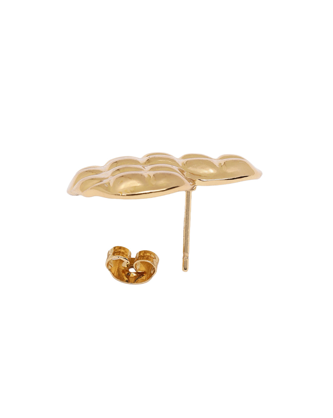 Gold Plated Quilted Bold Heart Stud Earring