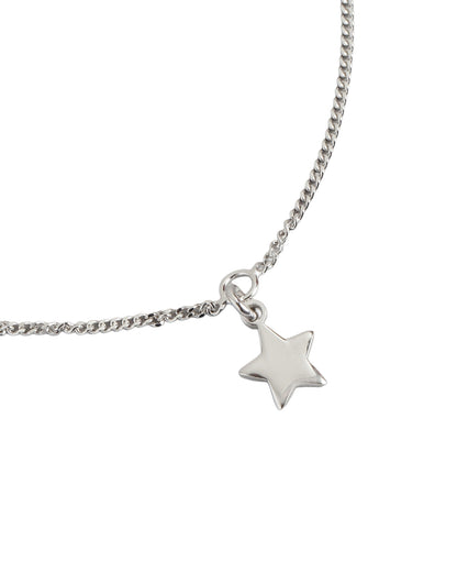 925 Sterling Silver Rhodium Plated Dangling Star Charm Bracelet