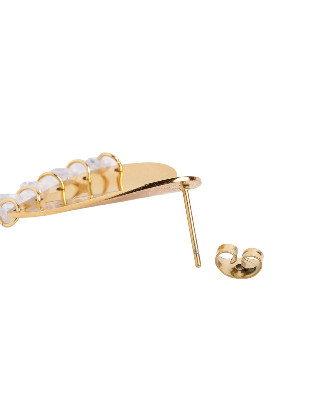 Premium Gold Plated Dangling Solitaires Contemporary Heart Bold Stud Earring