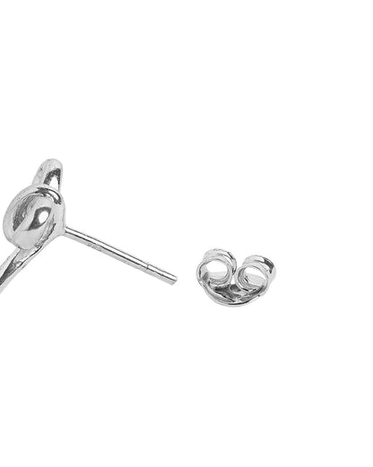 925 Sterling Silver Rhodium Plated Bow Mini Stud Earring