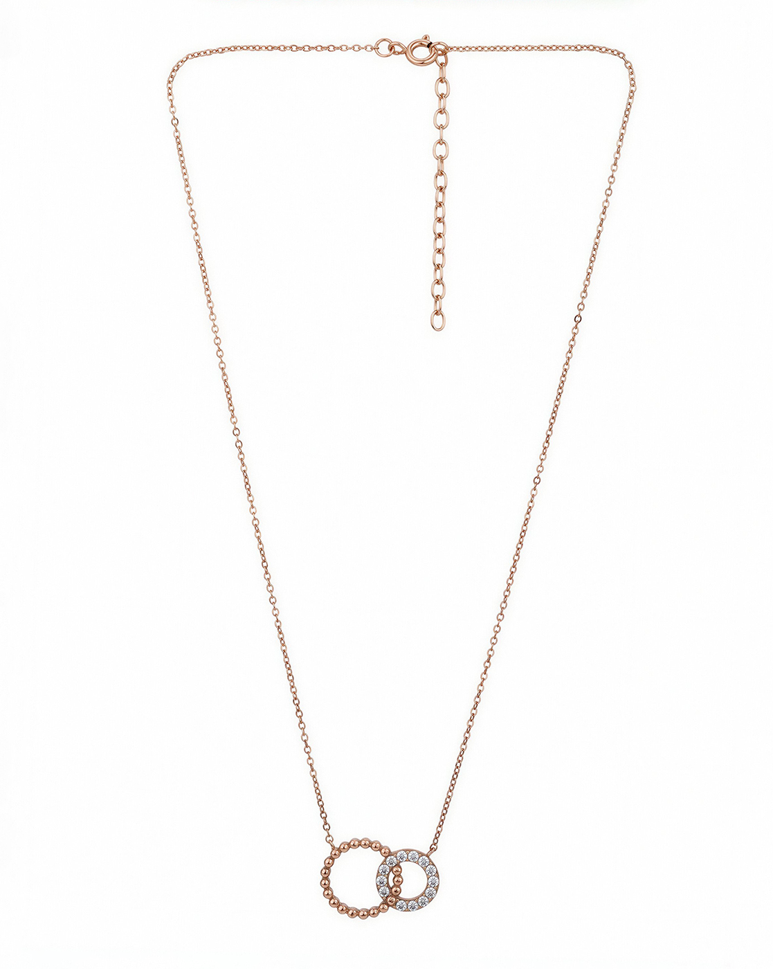 Women Grey Toned UV Protected Sunglasses and 18kt Rose Gold Plated CZ Nekclace Set