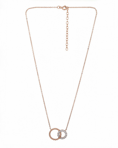 Women Grey Toned UV Protected Sunglasses and 18kt Rose Gold Plated CZ Nekclace Set
