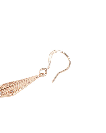 925 Sterling Silver 18kt Rose Gold Plated CZ Triangular Drop Earring