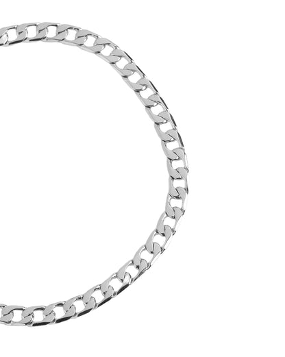 Men Rhodium Plated Link Curb Bracelet