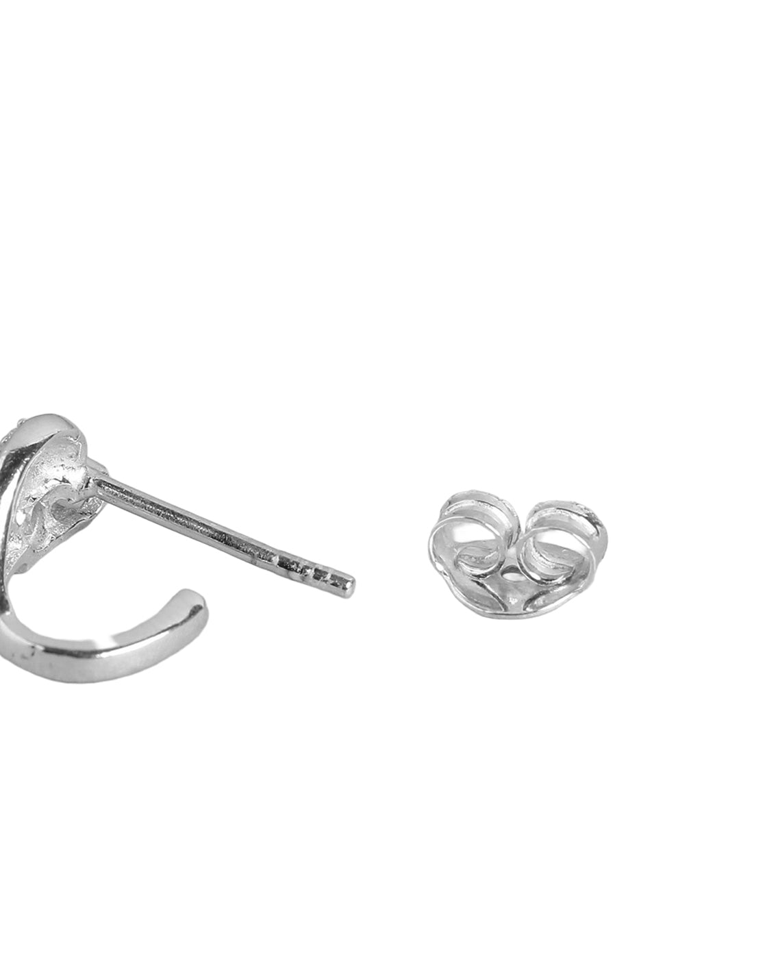 925 Sterling Silver Rhodium Plated CZ Contemporary Stud Earring