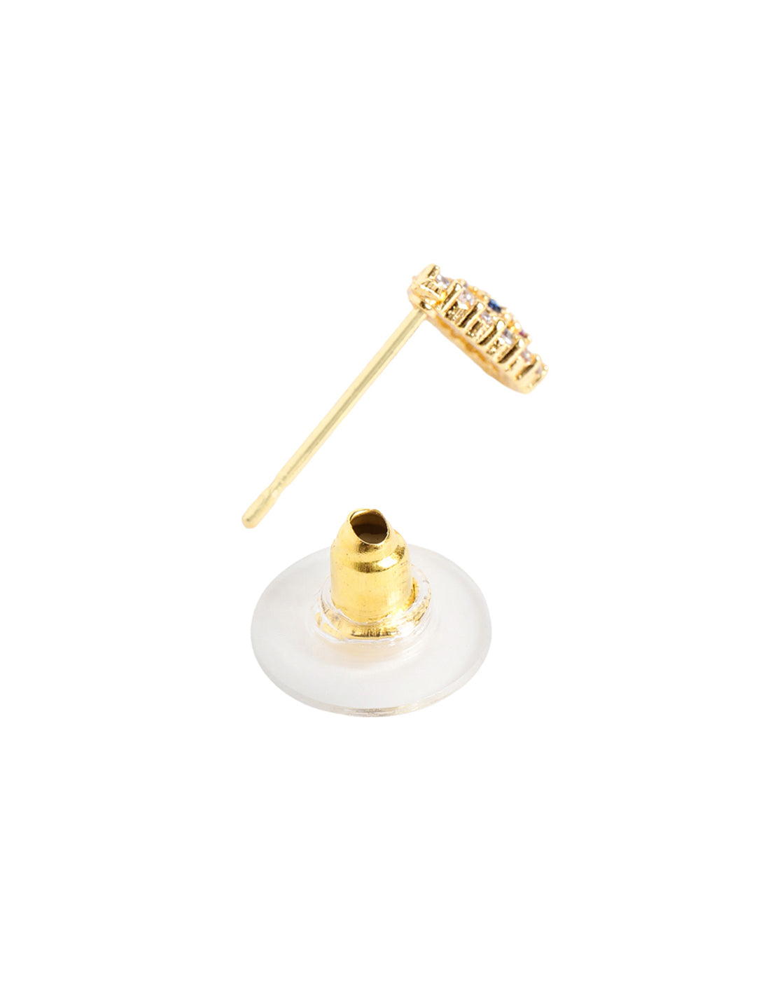 Gold Plated Elegant Multi Colour CZ Studded Tear Drop Petite Stud Earring