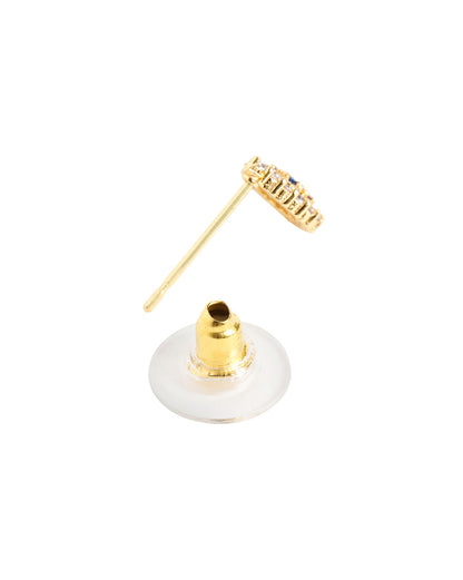 Gold Plated Elegant Multi Colour CZ Studded Tear Drop Petite Stud Earring