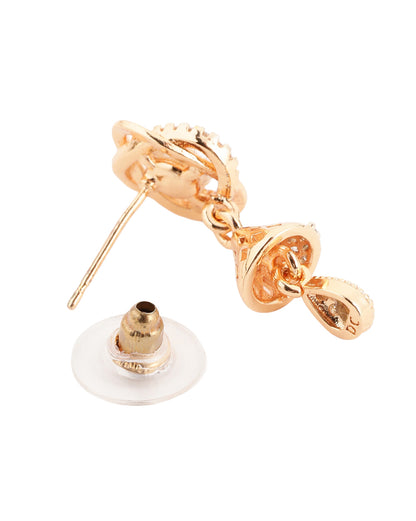 Rose Gold Plated CZ Studded and Pearl Drop Earring