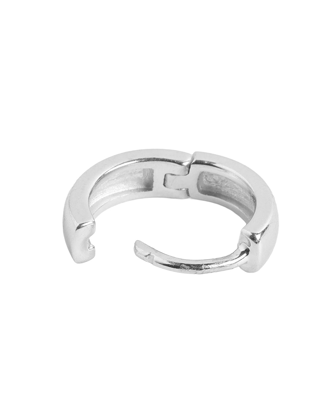 Rhodium Plated Minimal Circular Hoop Earring for Men