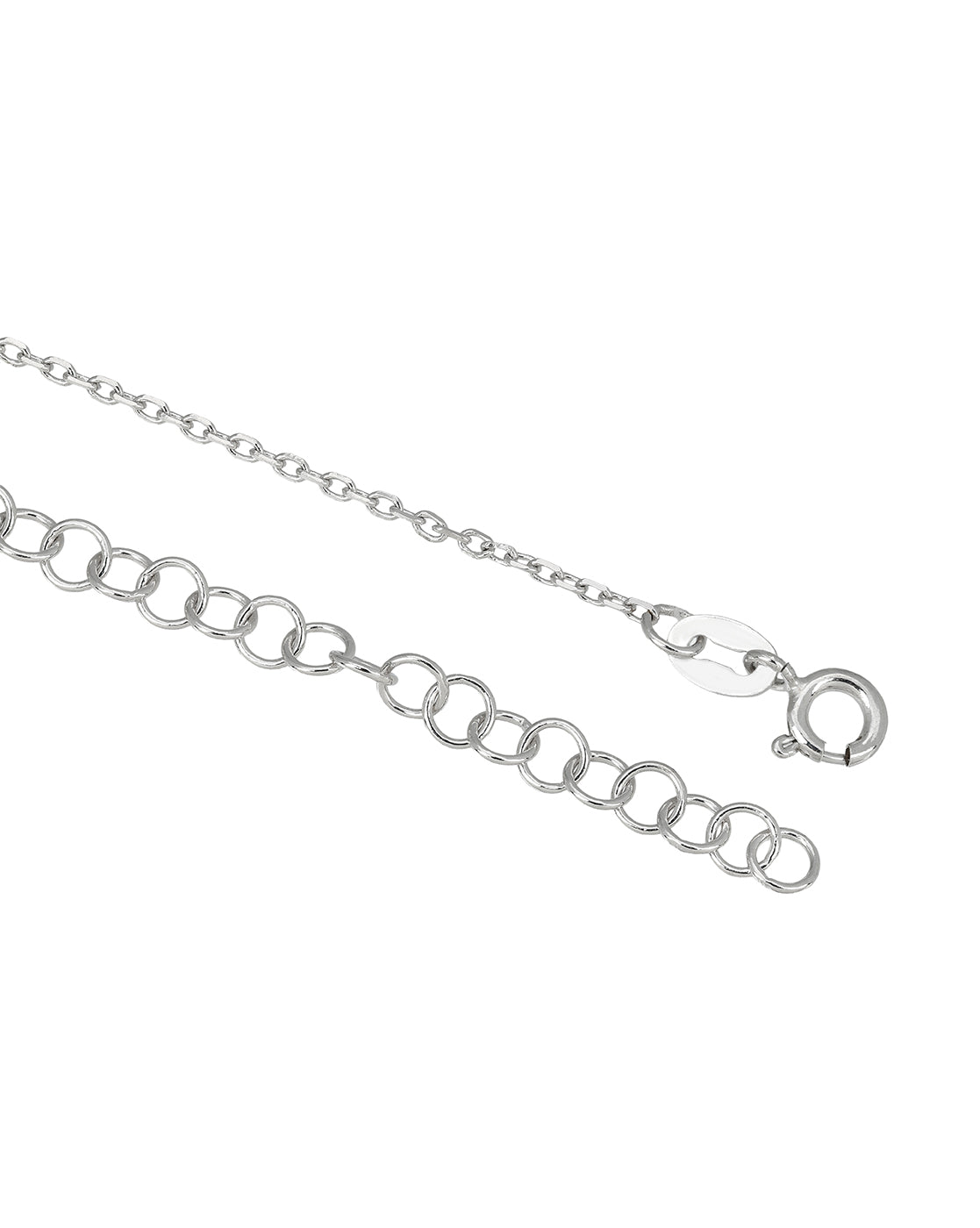 Rhodium Plated Solitaire Studded Heart Pendant and Chain Necklace