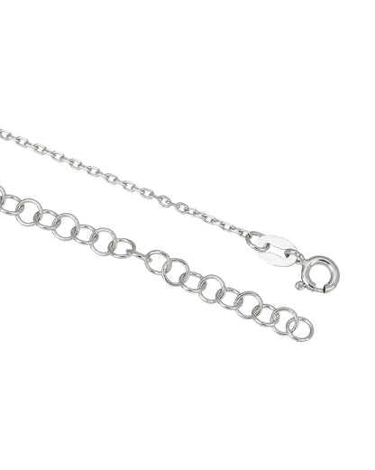 Rhodium Plated Solitaire Studded Heart Pendant and Chain Necklace