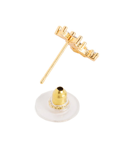 Gold Plated CZ Shooting Star Floral Petite Stud Earring