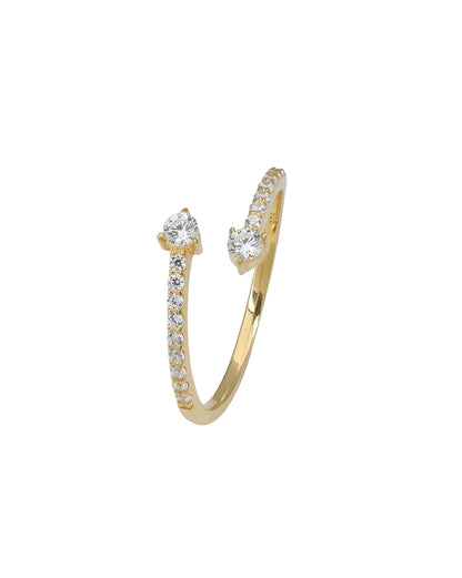925 Sterling Silver 18kt Gold Plated CZ Adjustable Finger Ring