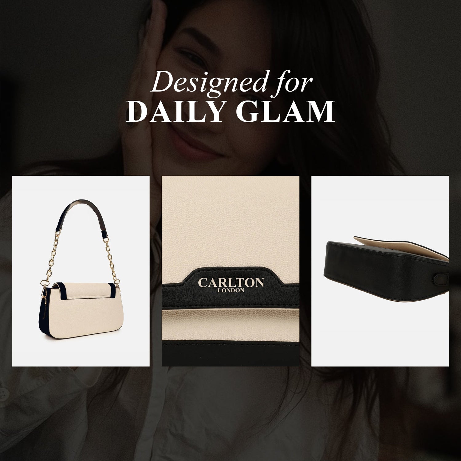 Carlton London Women Handbag - CLLP-945 CREAM BLACK