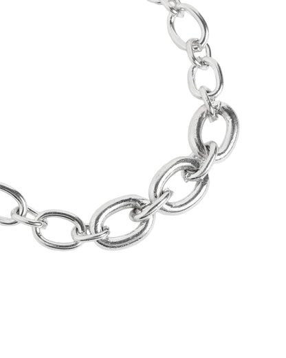 Men Silver Plated Link Adjustable Bracelet