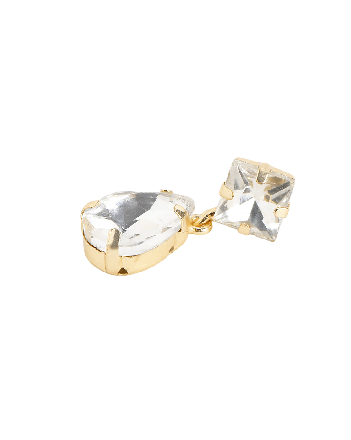 Gold Plated Stunning Princess &amp; Dangling Pear Solitaire Earrings