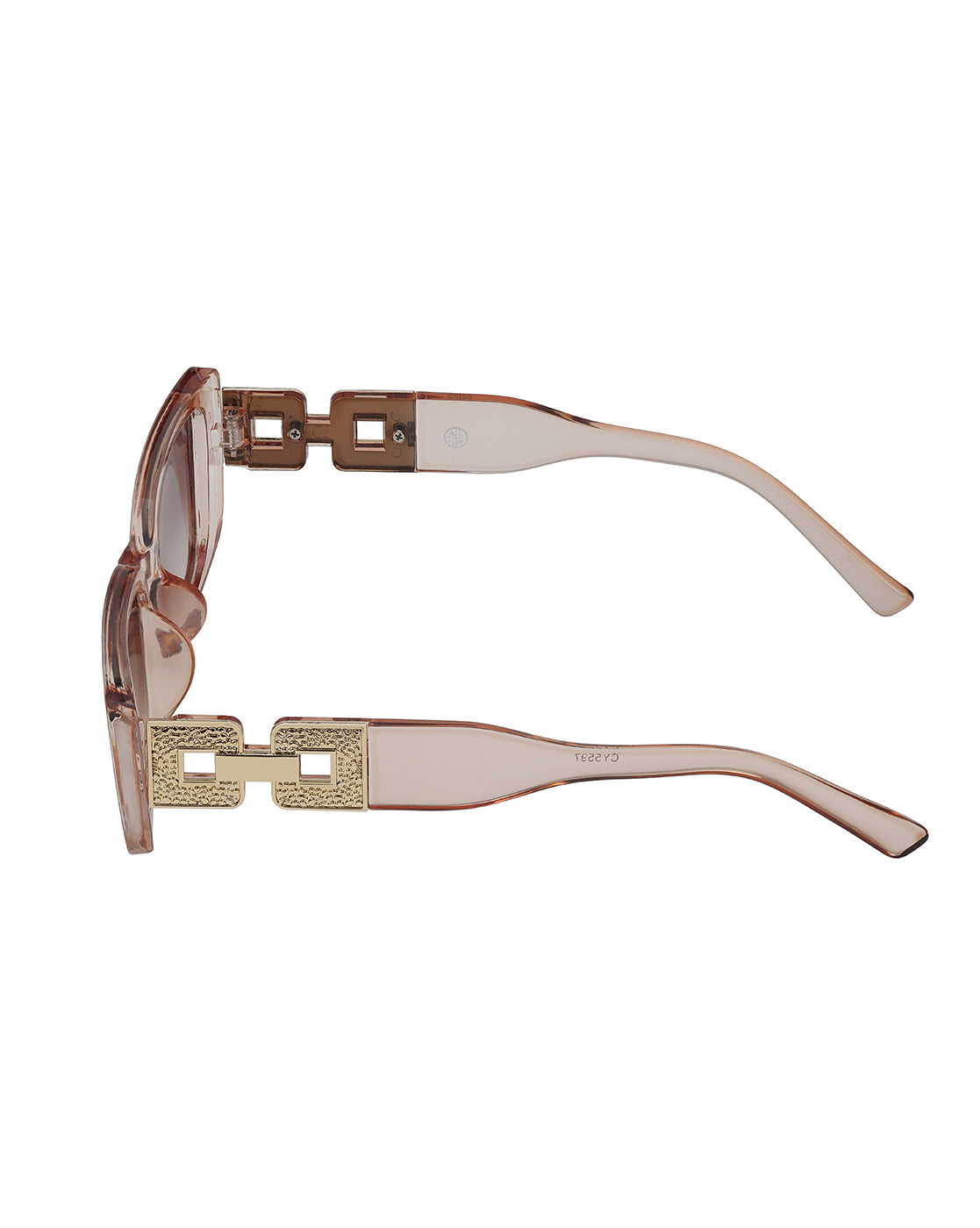 Woman Peach &amp; Gold Toned UV Protected Brown Lens Cateye Sunglasses