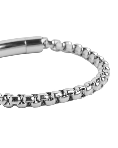 Men Silver Plated Rolo Square Chain Link Bracelet