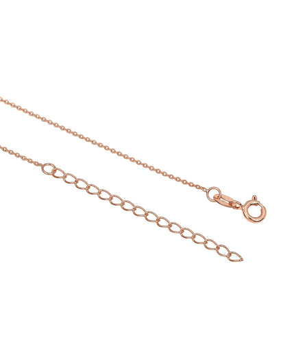 925 Sterling Silver 18kt Rose Gold Plated Solitaire Heart Pendant and Chain