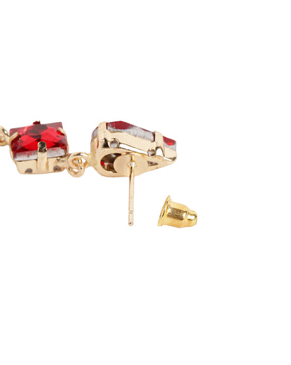 Gold Plated Red Crystal Teardrop Earring