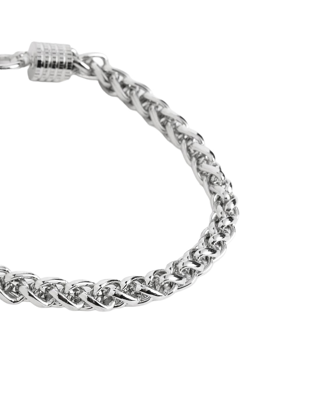 Men Silver Plated Wheat Link Chain Bracelet