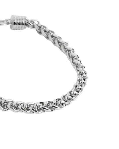 Men Silver Plated Wheat Link Chain Bracelet