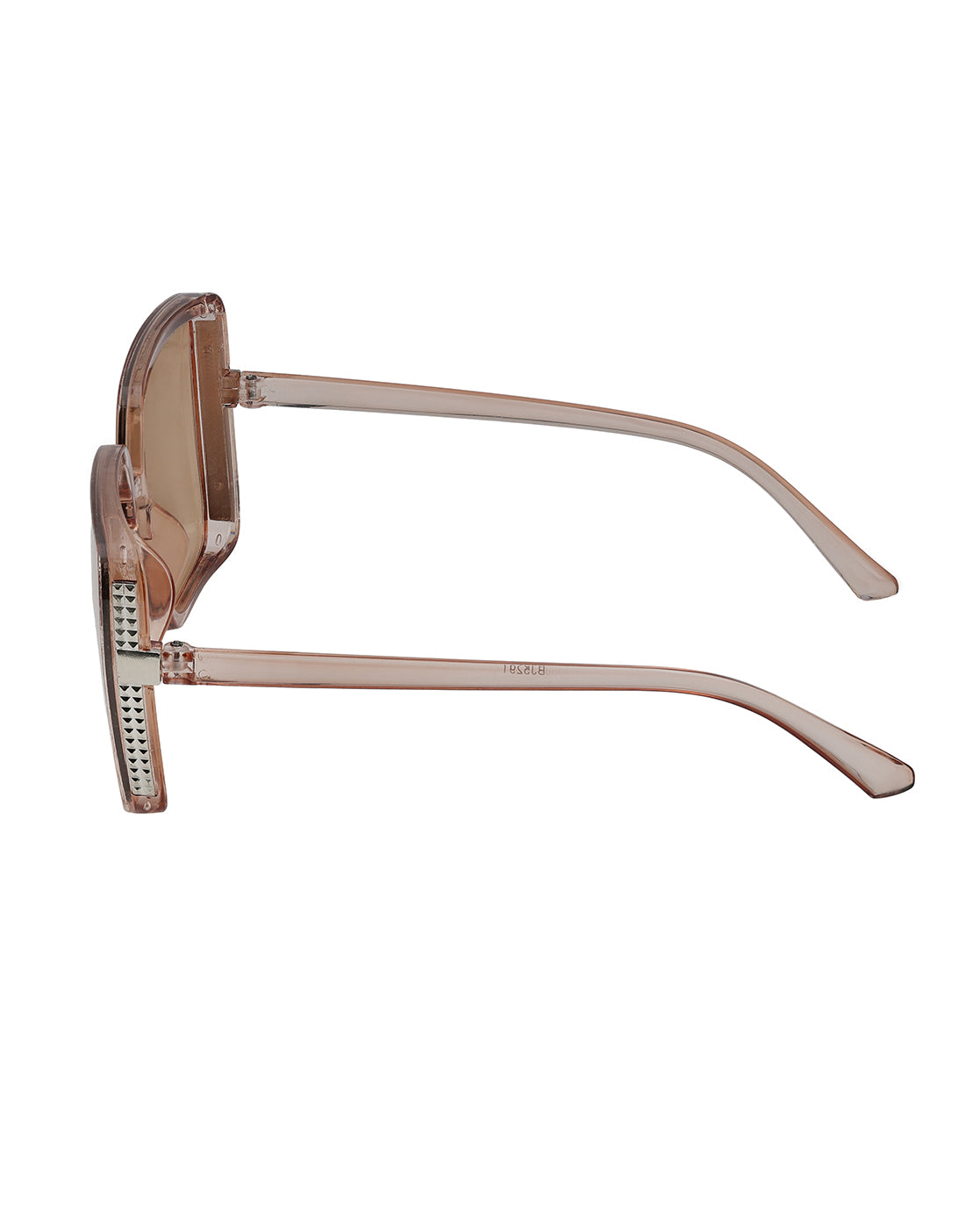Women Nude &amp; Silver Toned UV Protected Clear Lens Oversized Sunglasses