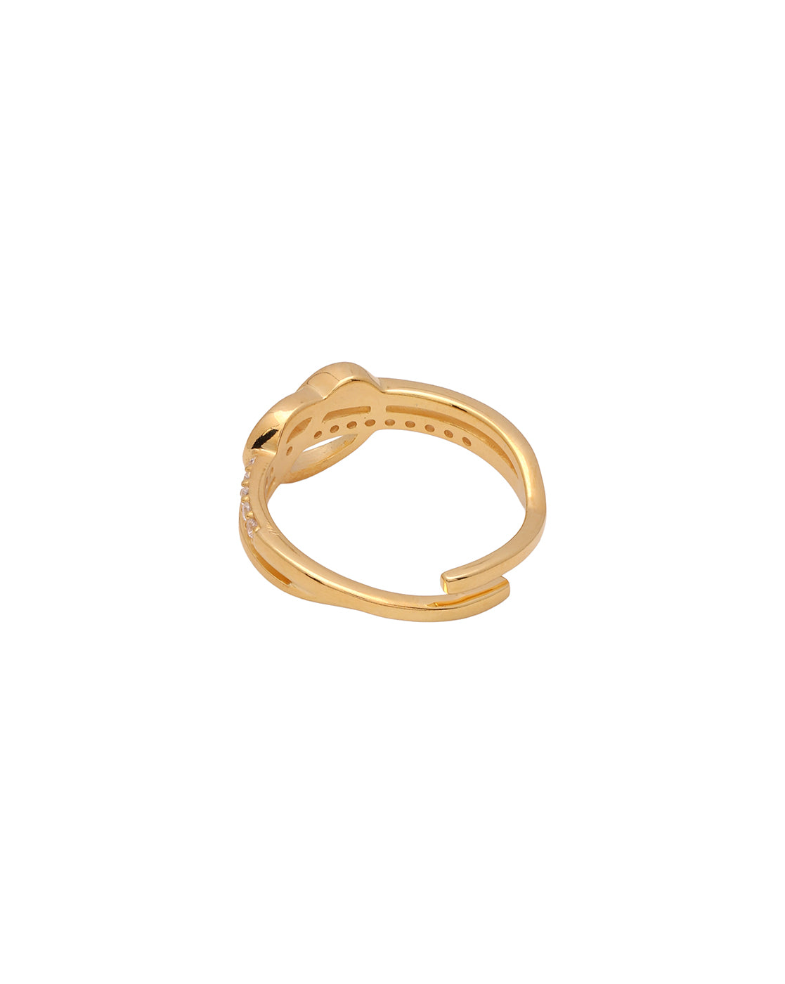 Gold Plated Red CZ Heart Adjustable Ring