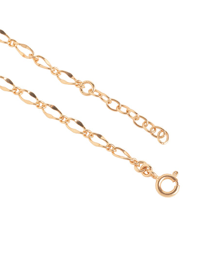 18kt Rose Gold Plated Textured Link Chain Adjustable  Bracelet
