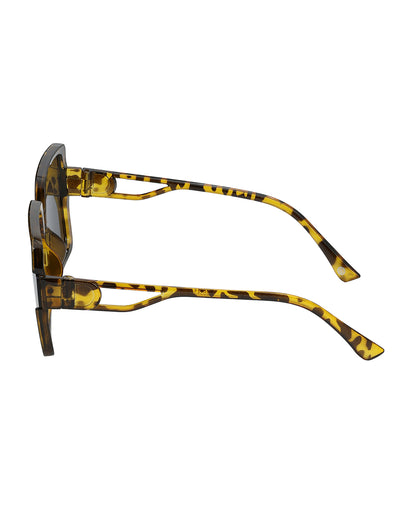 Women Tortoise Shell UV Protected Black Lens Oversized Sunglasses