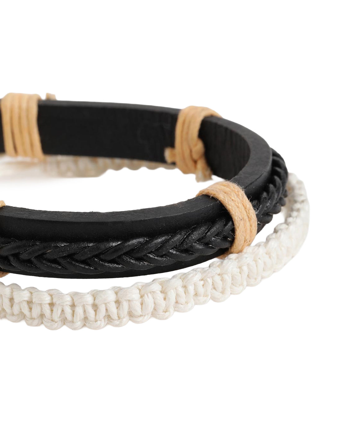 Men Set of 2 Bohemian Multicolour Adjustable Faux Leather Bracelet